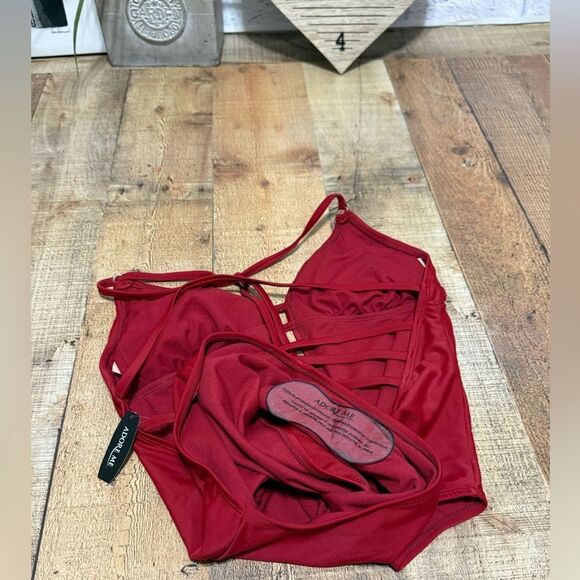 Red Adore Me Jade Unlined Dark Red One Piece Swim Suit with Low back Large NWT - Picture 12 of 13